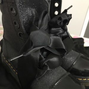 New! Dr. Martens glitter combat boots-ribbon laces